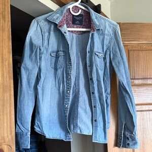 American Eagle Blue Denim Button-Up Shirt